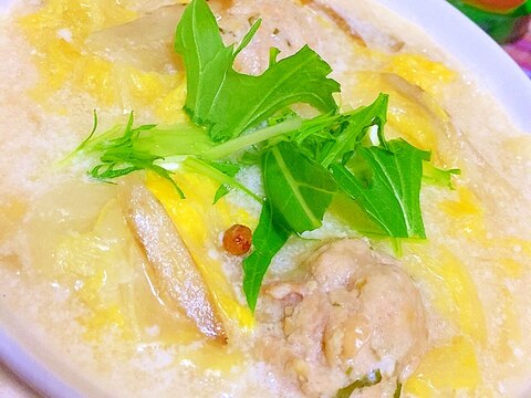白菜どっさり！大豆＆豚団子の中華風スープ